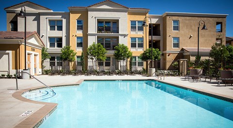 our apartments have a large swimming pool in front of our building