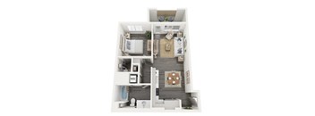 Amelia One bedroom one bathroom B2 floorplan- 652-663 sq ft