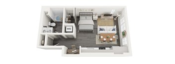 Amelia Studio A1 floorplan- 493 sq ft