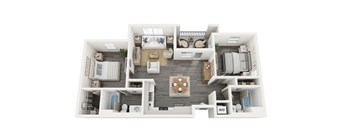 Amelia Two bedroom two bathroom C2 floorplan- 902 sq ft