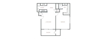 Artisan Oaks 1 Bed 1 Bath (Plan A) Floor Plan Image