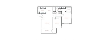 Artisan Oaks 2 Bed 1 Bath (Plan B) Floor Plan Image
