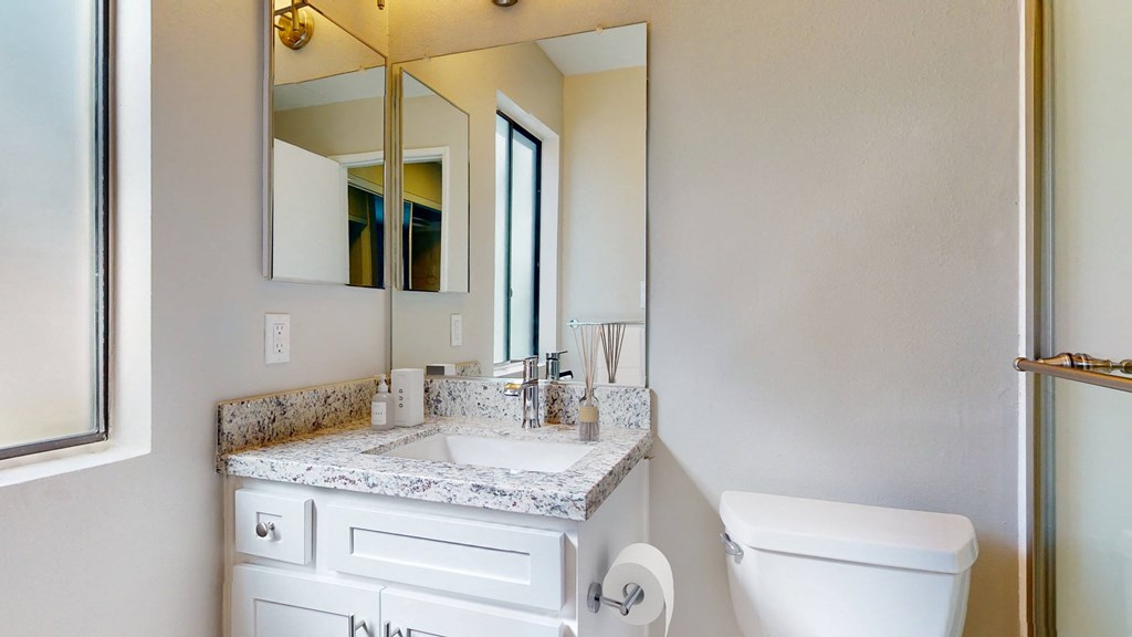 Artisan Oaks bathroom vanity area valencia apartment