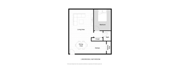 Avaire one bedroom one bathroom floor plan