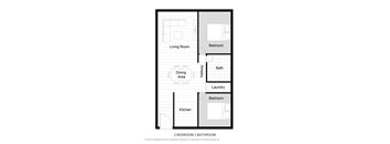 Avaire two bedroom one bathroom floor plan