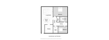 Avaire three bedroom one bathroom floor plan