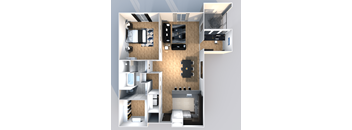 Austin apartment for rent staged floorplan with office