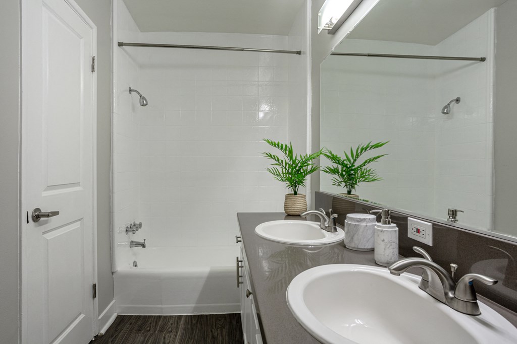 Axiom Westwood Double Sink Bathroom with Tub Shower