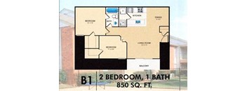 Trinity Park 2Bed 1Bath B1 Floorplan