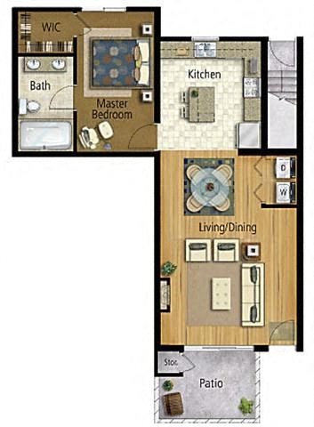 Taiko Village 1Bed 1Bath Floor Plan