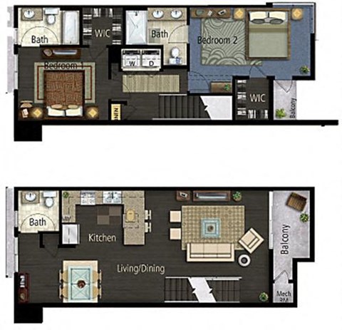 Taiko Village 2Bed 2.5Bath Floor Plan