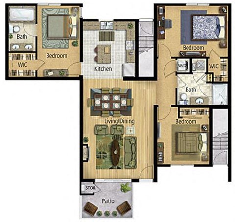 Taiko Village 3Bed 2Bath Floor Plan