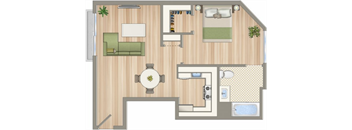 1422 on 6th One Bedroom One Bathroom A Floorplan