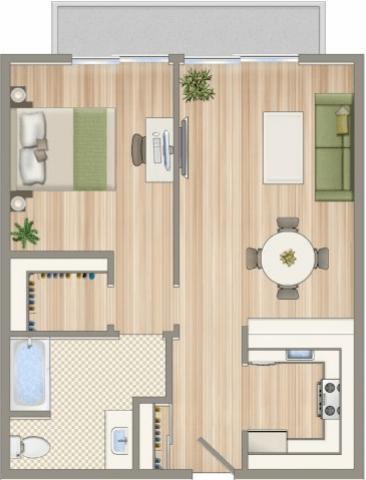 a floor plan of a house with a bathroom and a living room