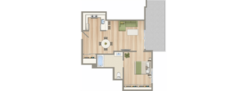 a floor plan of a house with a bedroom and a living room