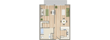 a floor plan of a house with a bathroom and a living room