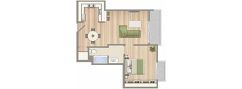 a floor plan of a house with a bedroom and a living room