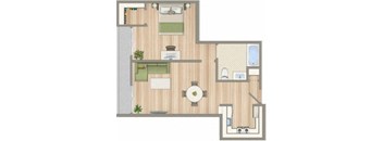 a floor plan of a house with a bedroom and a living room