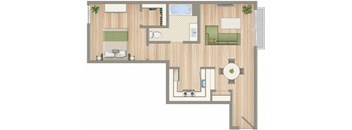 a floor plan of a house with a bedroom and a living room