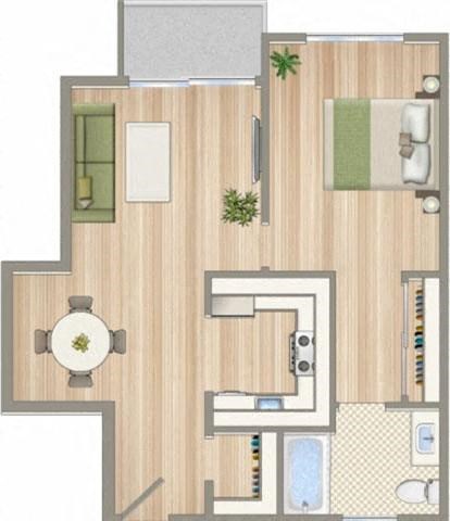 a floor plan of a house with a bedroom and a bathroom