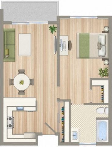 a floor plan of a room with a bathroom and a bedroom