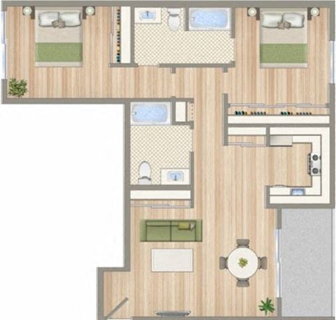 a floor plan of a room with boats on it