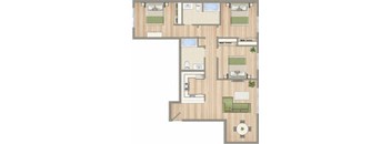 a floor plan of a house with a bedroom and a living room