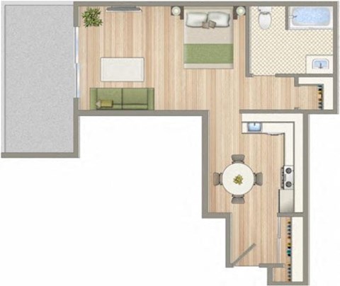 a floor plan of a house with a bedroom and a living room