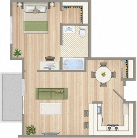 1425 on 6th One Bedroom One Bathroom A Floorplan