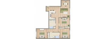 1425 on 6th Three Bedroom Two Bathroom C Floorplan