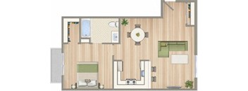 a floor plan of a house with a bedroom and a bathroom