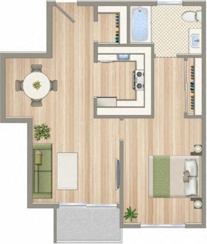 a floor plan of a house with a bedroom and a living room