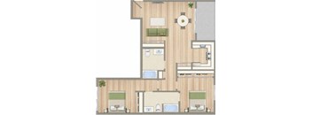 a floor plan of a house with a bathroom and a bedroom