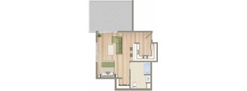 a floor plan of a house with a bathroom and a bedroom