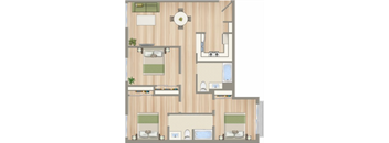 1428 on 6th three bedroom two bathroom C floorplan