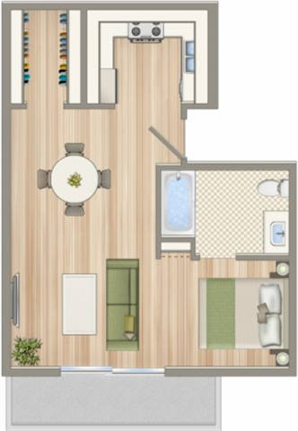 1428 on 6th Studio Floorplan