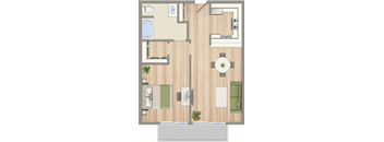 a floor plan of a house with a bedroom and a living room