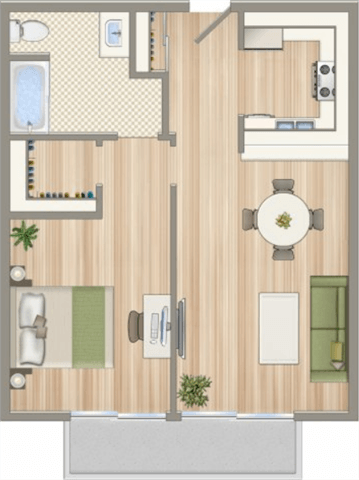 a floor plan of a house with a bedroom and a living room