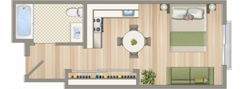 1432 on 7th Studio Floorplan