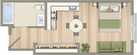 1432 on 7th Studio Floorplan