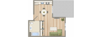 a floor plan of a house with a bedroom and a living room