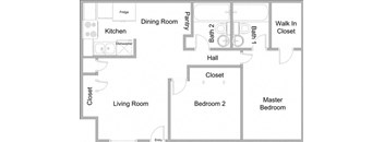 Millennium Apartments 2 Bed 2 Bath Floor Plan