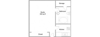 Millennium Apartments Studio Floor Plan