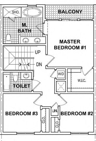 Vista Paradiso 3Bed 2Bath Townhome Second Floor Floor Plan