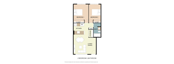 Cambridge Park two bedroom one bathroom floor plan