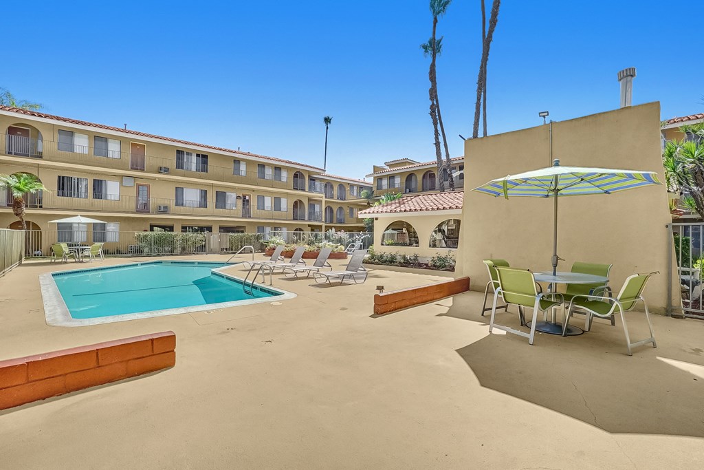 Capistrano Gardens Pool and Seating Area