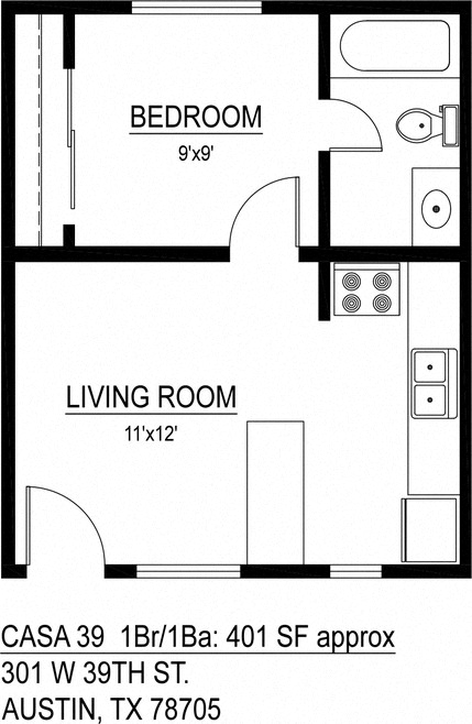 Casa 39 Apartments 1 bedroom 1 bathroom floor plan