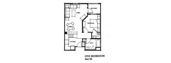 City Center One Bedroom Floor Plan