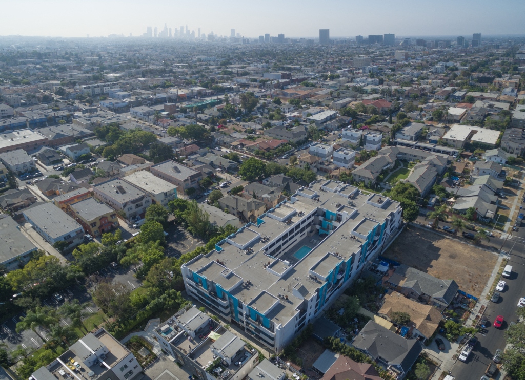 5015 Clinton Apartments aerial view of building