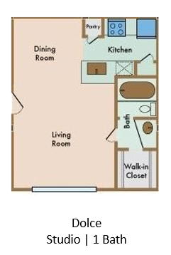 LaVita on Lovers Lane Studio 1 bathroom floor plan